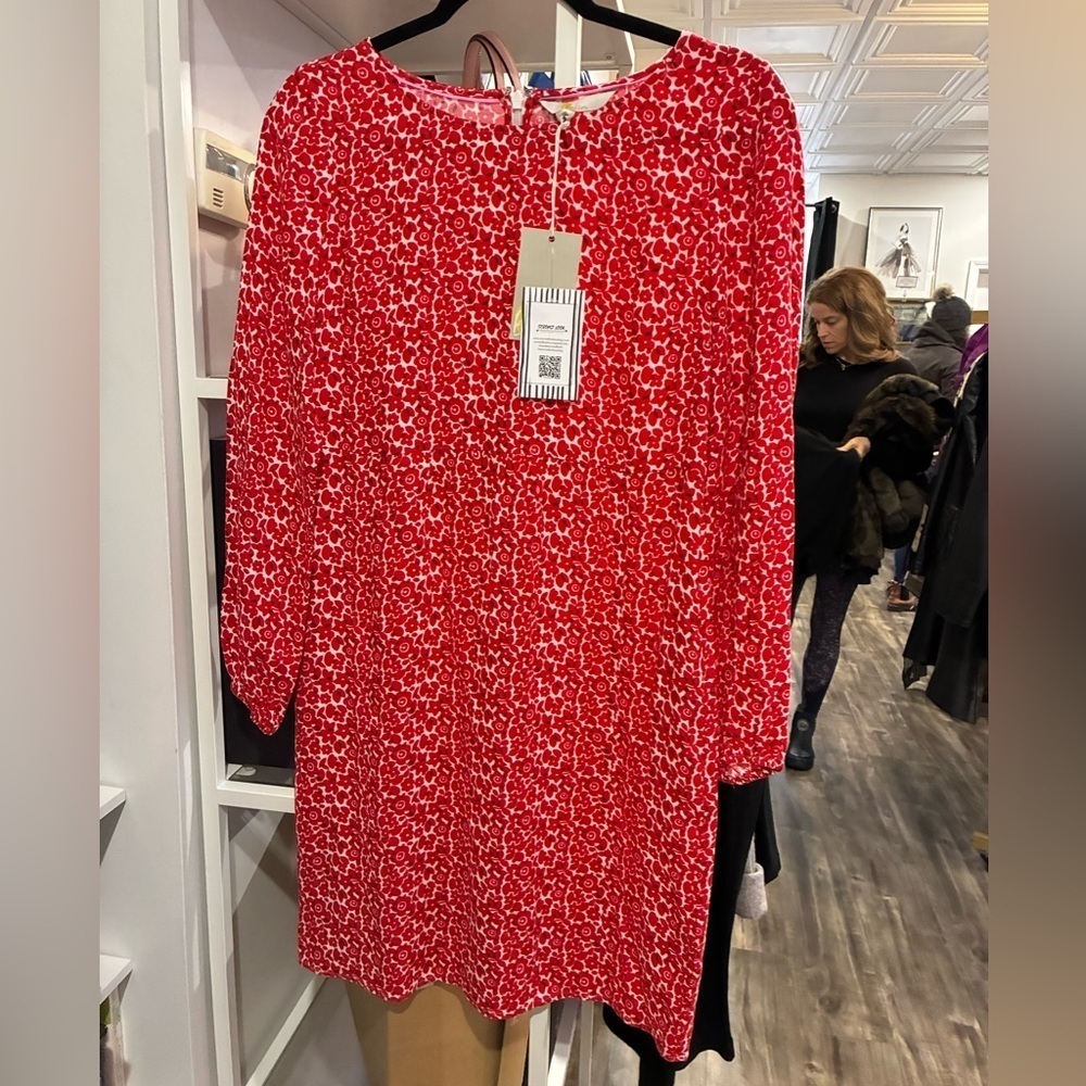 Boden Red Patterned Long Sleeve Dress size 4P NWT